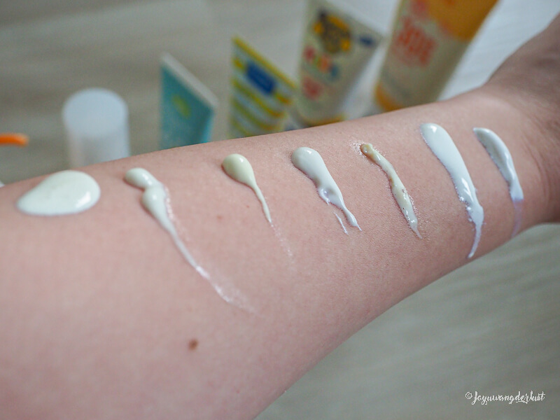 7款防曬產品 (不含滾珠)質地比較